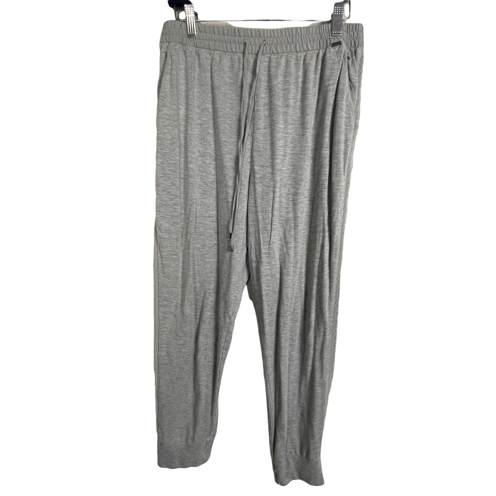 St. John Gray Joggers M Silk Trim Viscose Drawstring Athleisure‎ Quiet Luxury